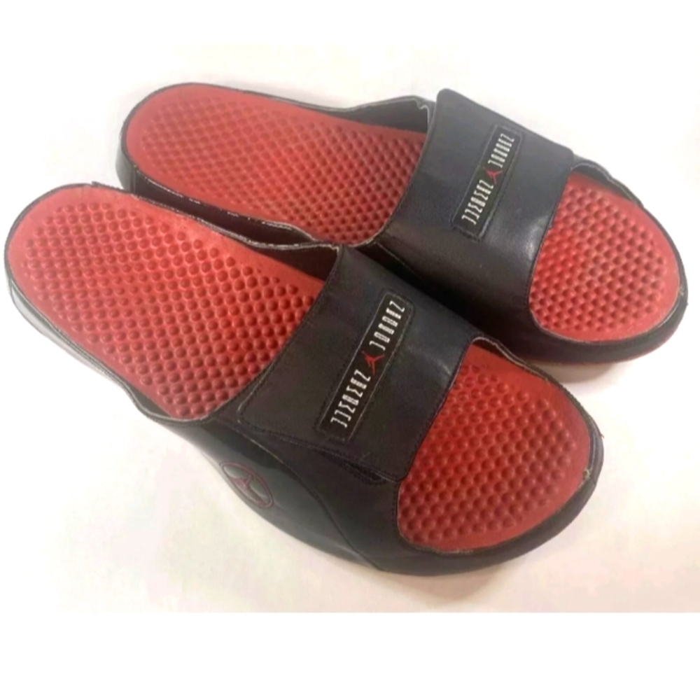 Nike Air Jordan alpha float Bred Concord Rare Size 13 Slides Sandal Black On Red